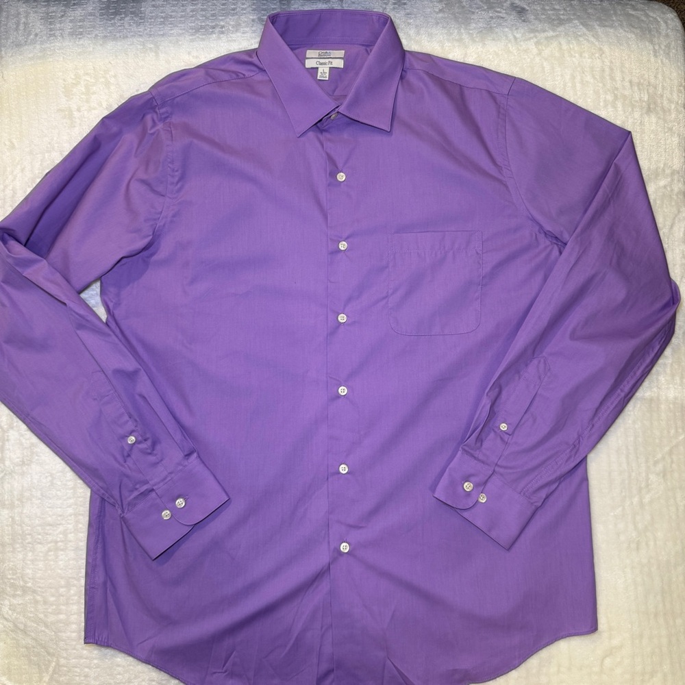 Croft & Barrow Classic Fit Men’s Purple Collared Button Down Up Dress Shirt Lrge